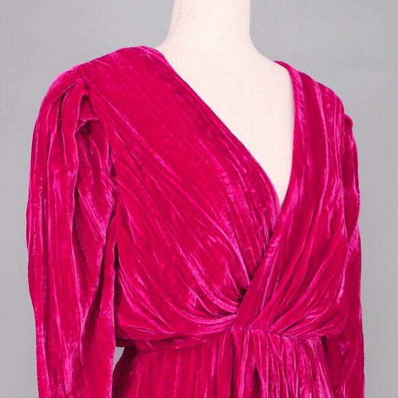 NWT LOVERS & FRIENDS Kimora Crushed Velvet Mini Dress Magenta Pink Size M - Picture 5 of 10